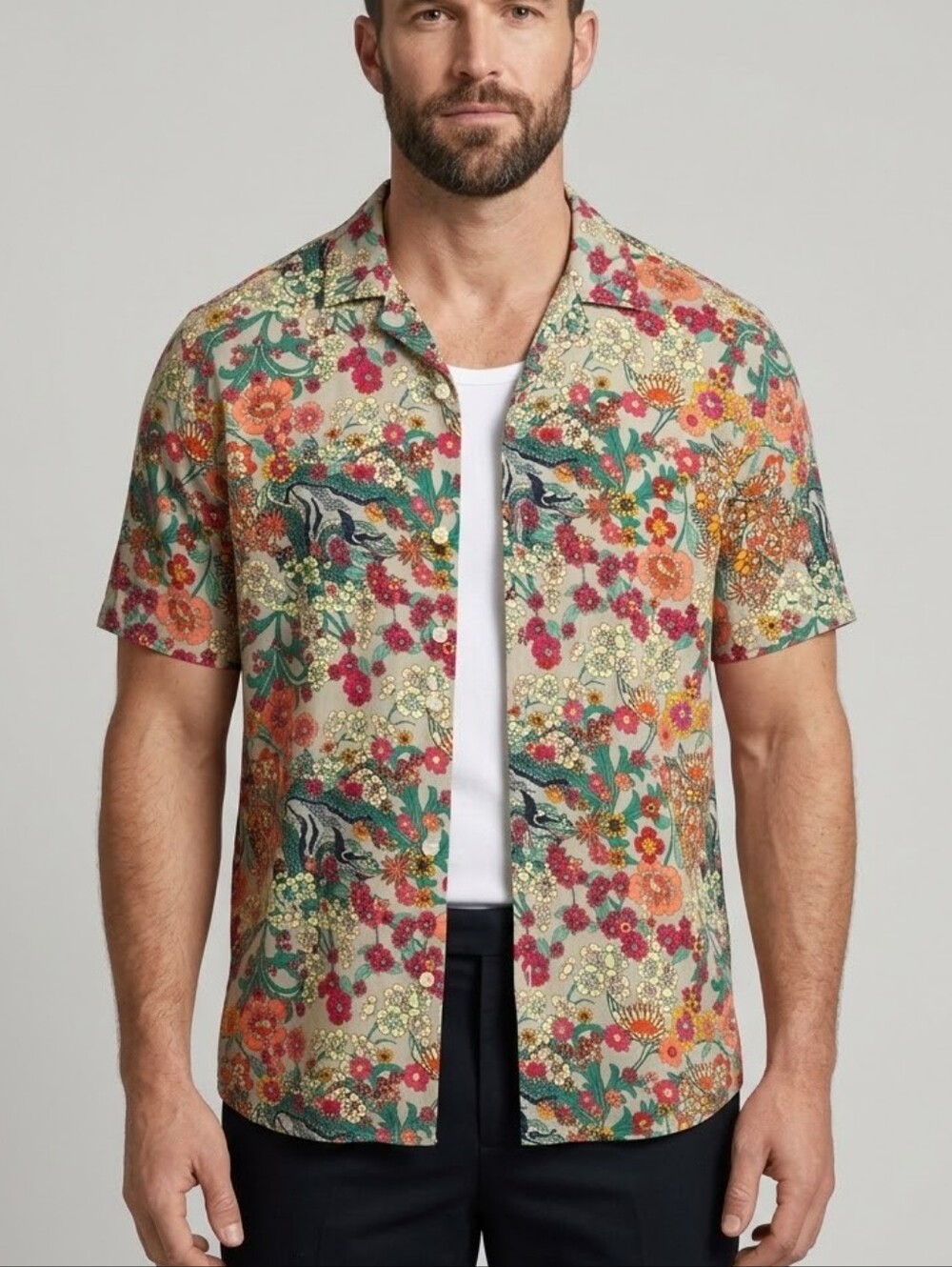 DJAB Simons Floral Short Sleeve Button-Down Shirt